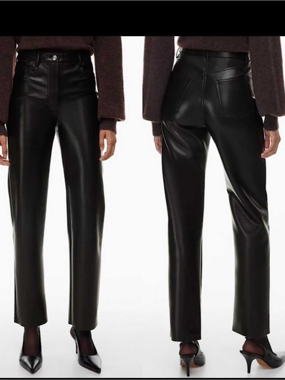 Aritzia Wilfred Melina Vegan Leather Pants Black Size 10